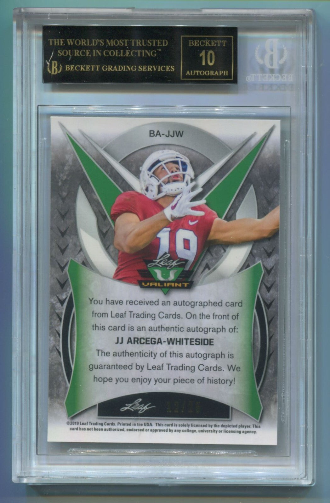NFL 2019 Leaf Valiant Blue J.J. Arcega-Whiteside /25 #BA-JJW (AU) BGS 10 Black