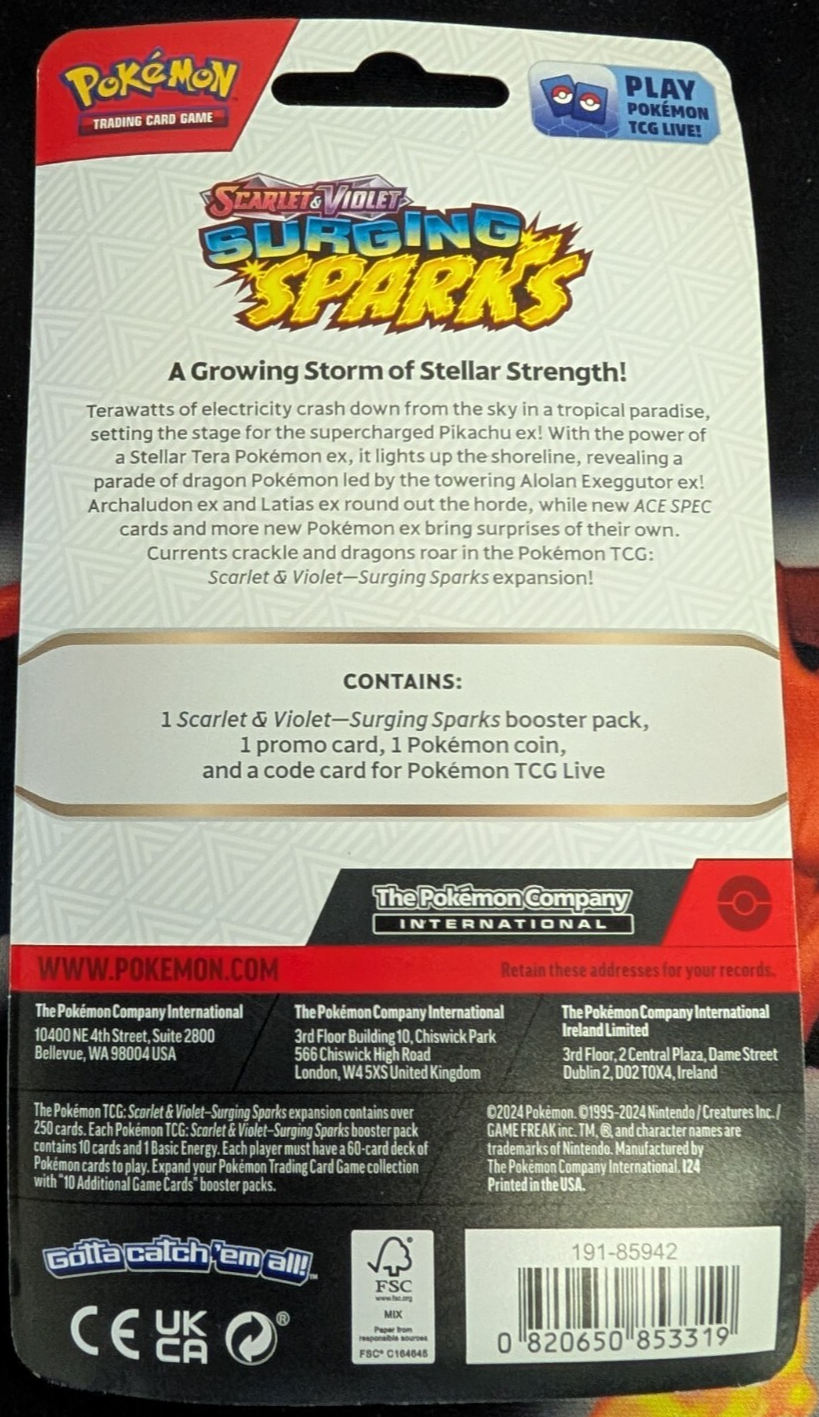 Pokemon TCG Surging Sparks Checklane Blister Pachirisu SVP EN #158 Promo