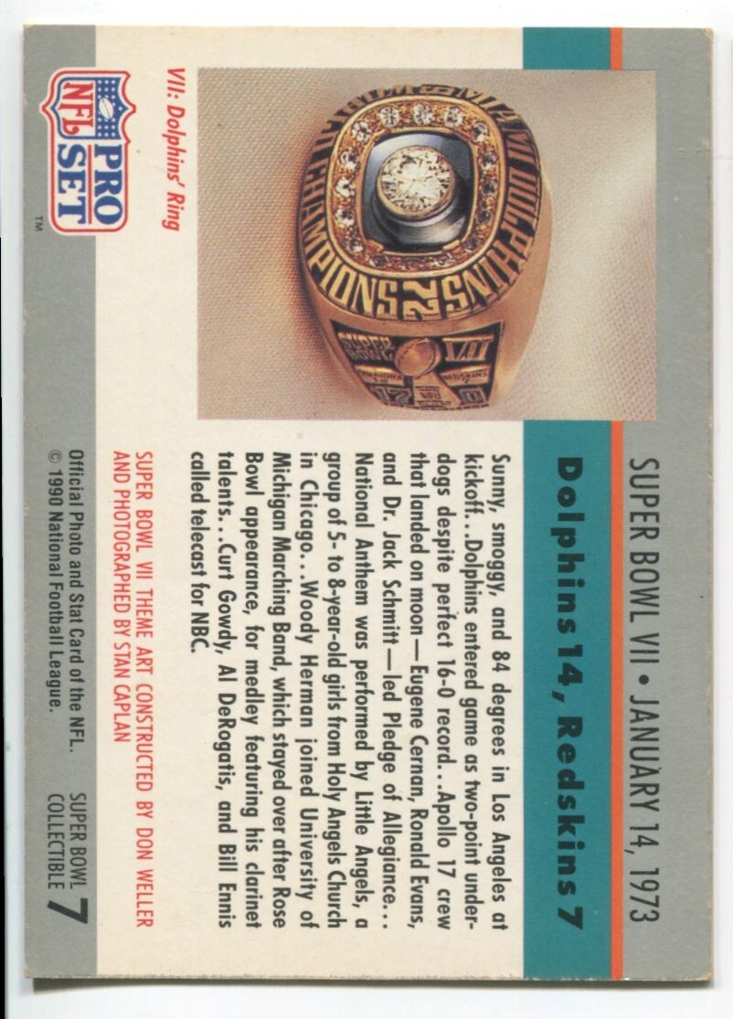 NFL 1990 Pro Set Super Bowl VII #7 Excellent