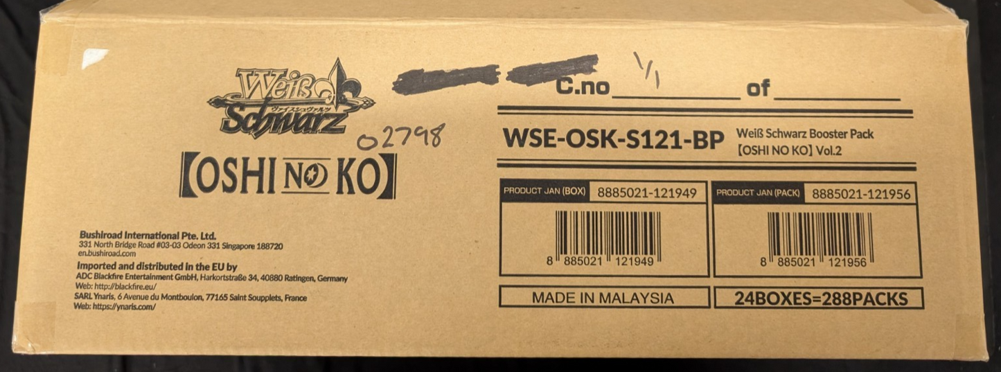 Oshi No Ko Vol 2 TV Anime 1st Edition Booster Box Weiss Schwarz English TCG