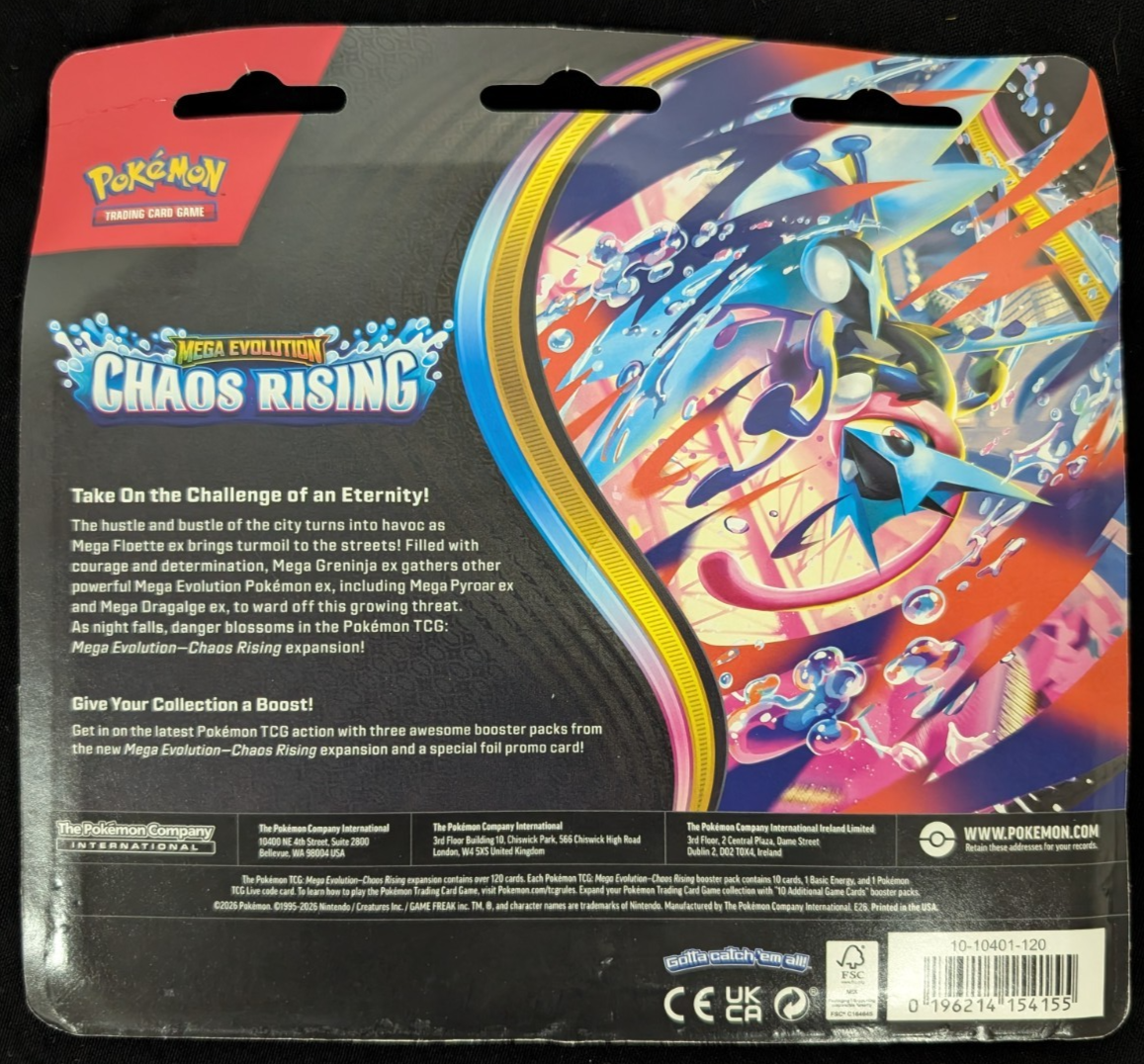 Mega Evolution Chaos Rising 3 Pack Booster Blister Charmeleon Pokemon TCG