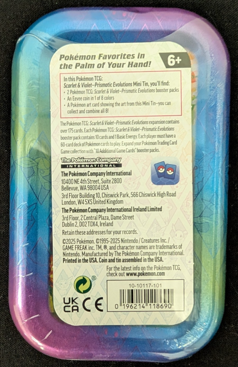 Scarlet & Violet Prismatic Evolutions Mini Tin Jolteon Art Pokemon TCG SEALED