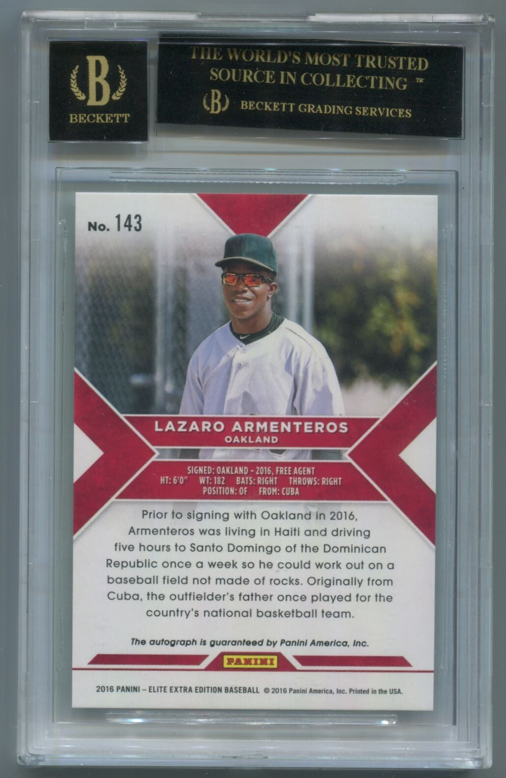 MLB 2016 Panini Elite Extra Edition #143 Lazaro Armenteros (AU, RC) BGS 10 Black
