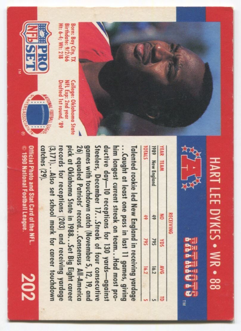 NFL 1990 Pro Set - #202 Hart Lee Dykes Excellent