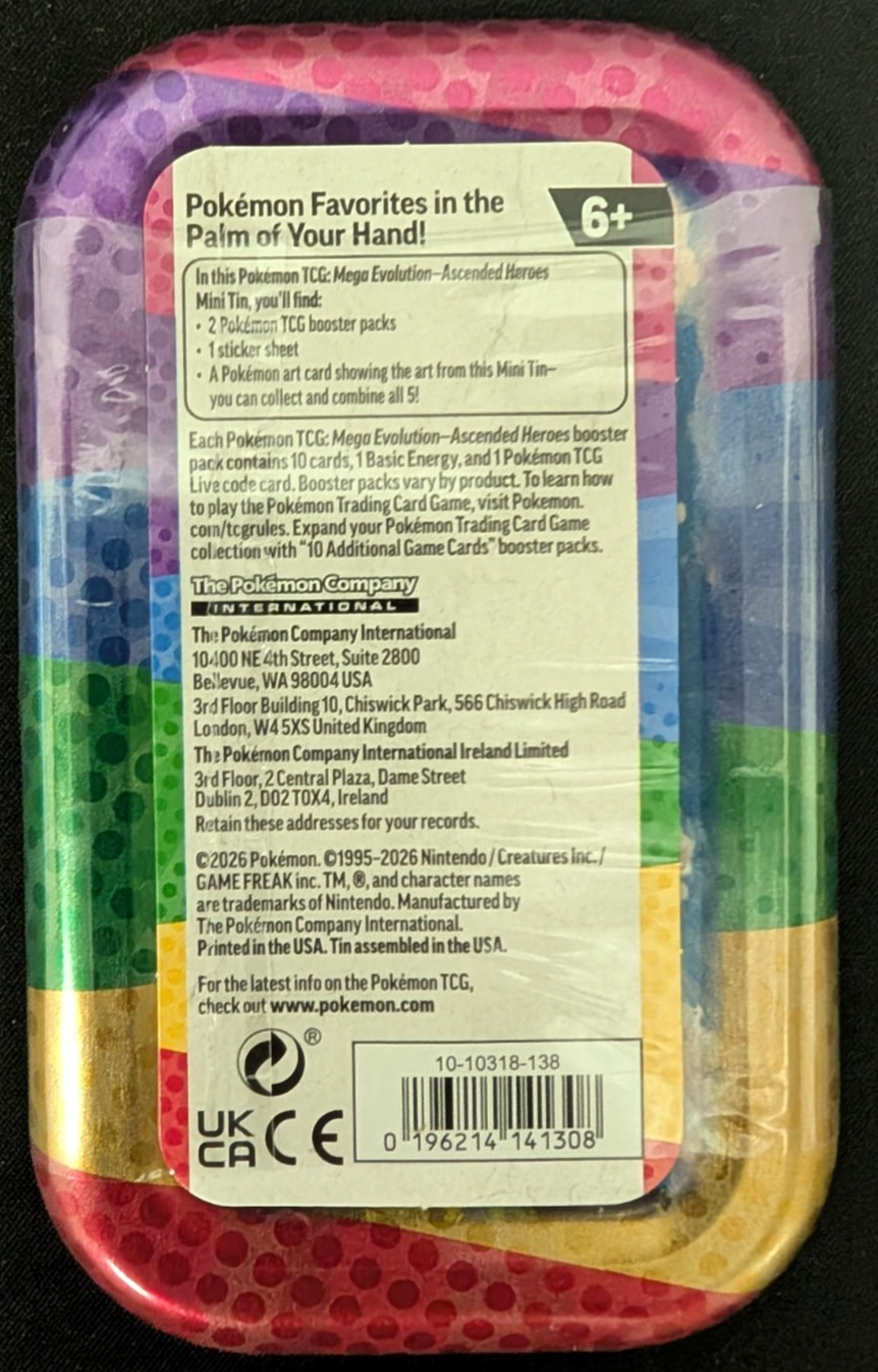 Mega Evolution Ascended Heroes Mini Tin Zorua & Cramorant Pokemon TCG NEW SEALED