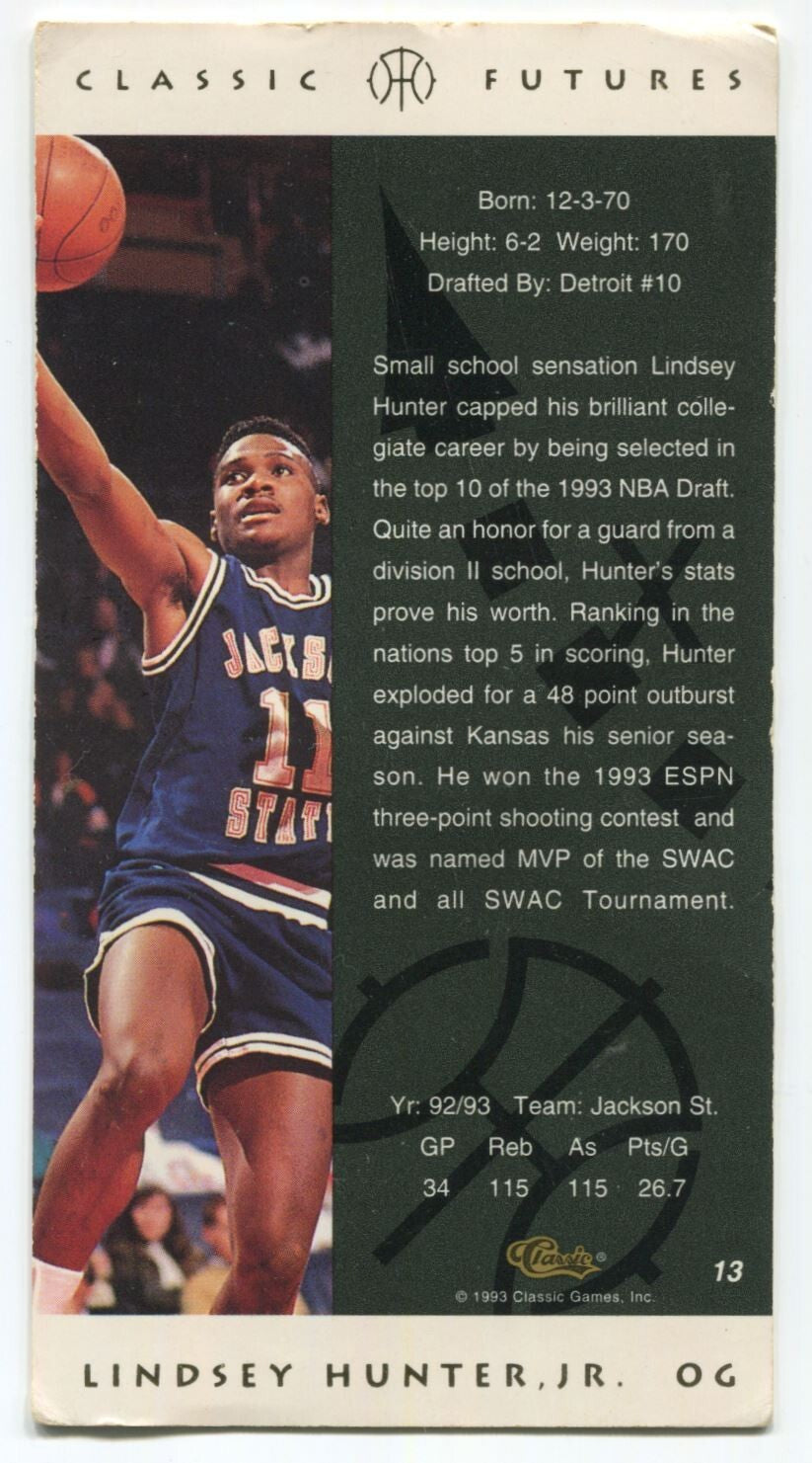 NBA 1993 Classic - Futures #13 Lindsey Hunter (RC) Very Good