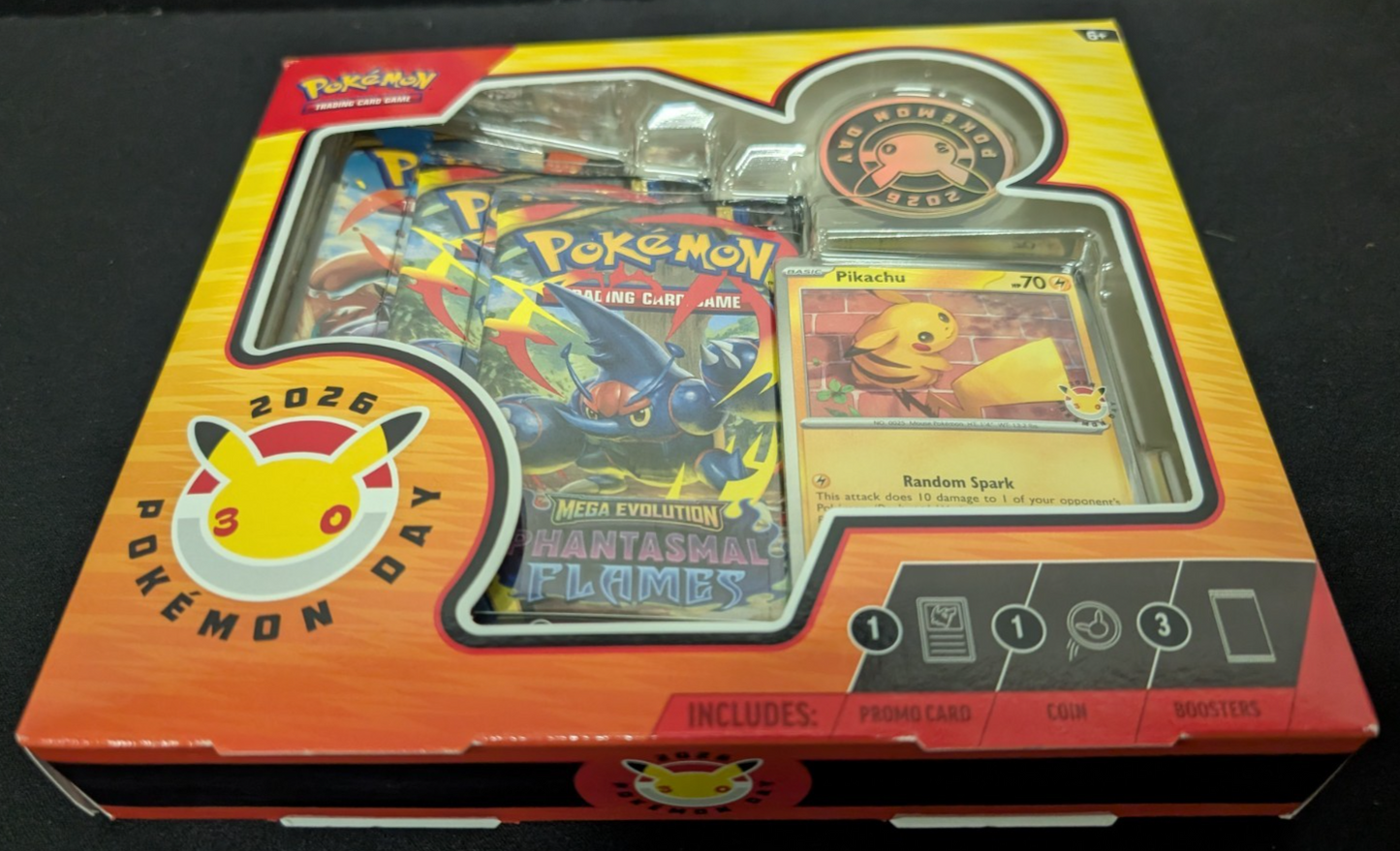Pokemon Day 2026 30th Anniversary 3 Pack Inc Coin Collector Box Pikachu Card TCG