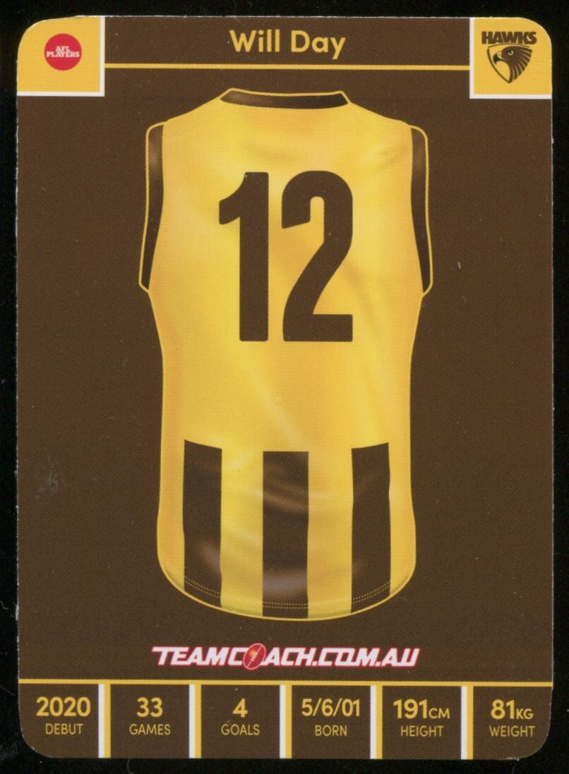 AFL 2023 McDonalds Teamcoach Hawthorne Hawks Will Day #32 Near Mint