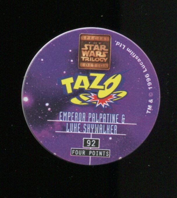 Tazo Star Wars Emperor Palpatine & Luke Skywalker #92