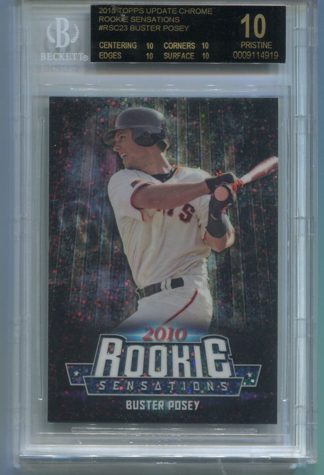MLB 2015 Topps Update Chrome Rookie Sensations Buster Posey #RSC-23 BGS 10 Black