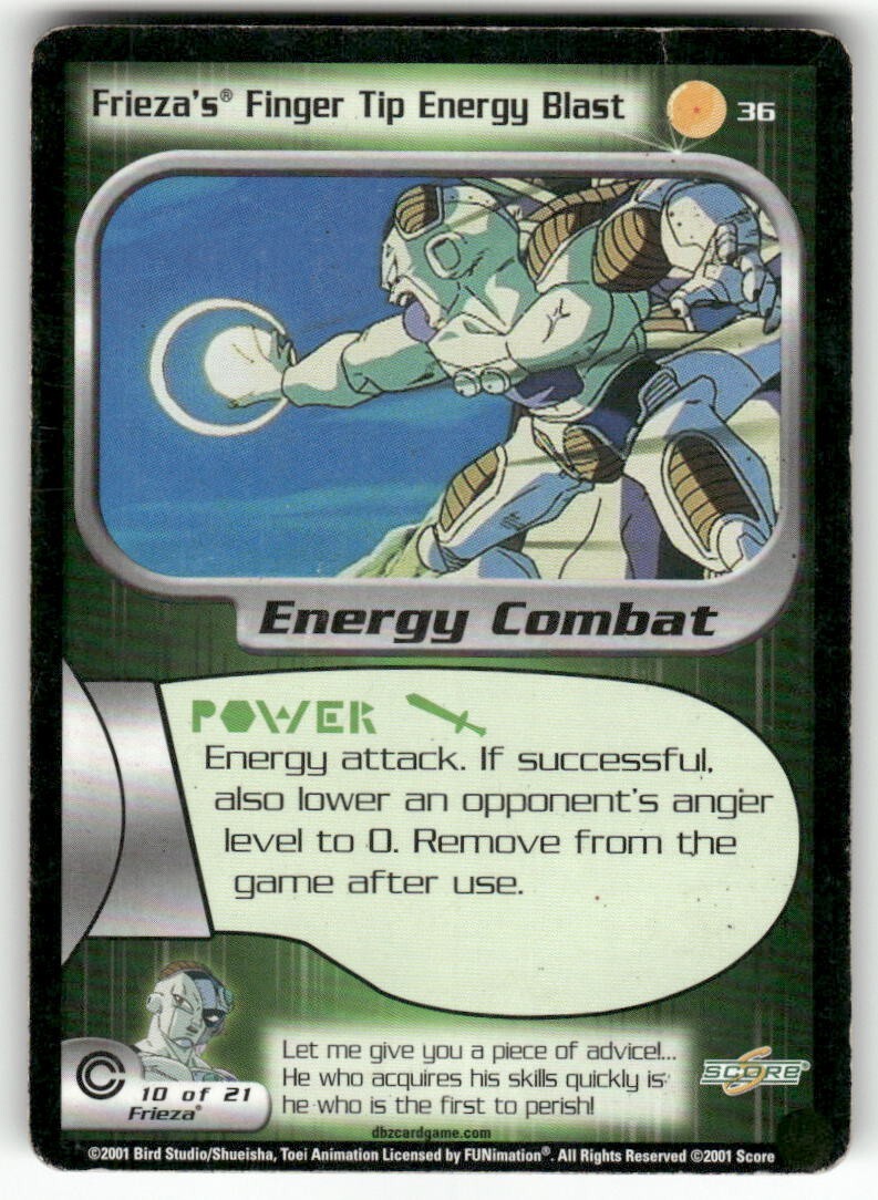 Dragon Ball Z Score Frieza's Finger Tip Energy Blast #36 Very Good