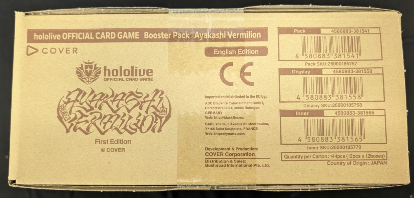 Ayakashi Vermilion hBP06e First Edition Booster Box Hololive English TCG