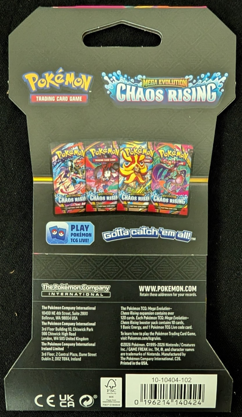 Pokemon TCG Chaos Rising Sleeved Booster Pack Blister NEW SEALED (1 PACK)