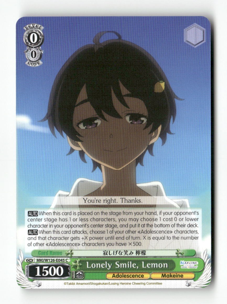 Lonely Smile, Lemon MKI/W126-E045 C Weiss Schwarz TCG