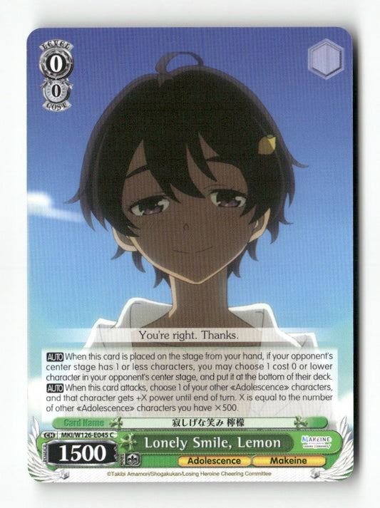 Lonely Smile, Lemon MKI/W126-E045 C Weiss Schwarz TCG
