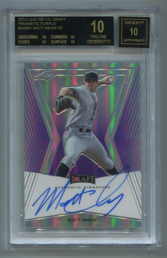 MLB 2014 Leaf Metal Draft Purple Matt Imhof /25 #BA-MI1 (AU) BGS 10 Black Label