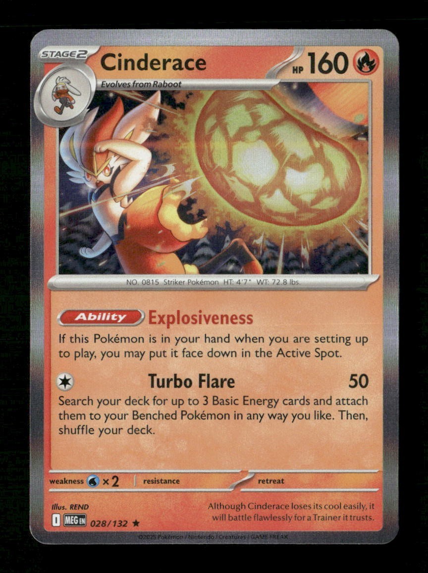 Cinderace #028/132 Holofoil Pokemon Mega Evolution
