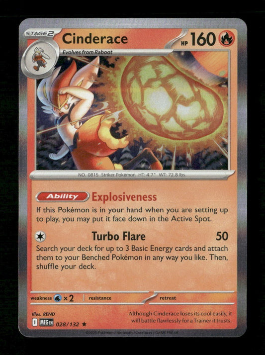 Cinderace #028/132 Holofoil Pokemon Mega Evolution