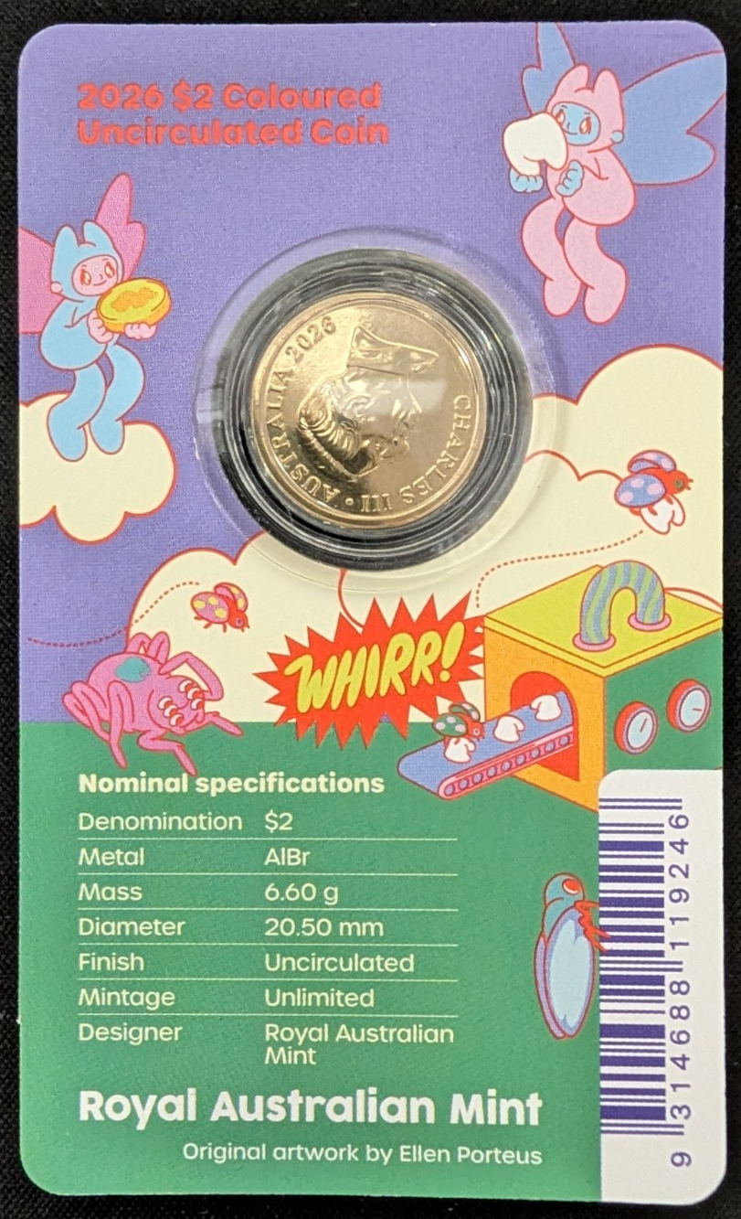 2026 UNC AlBr Coloured Tooth Fairy $2 Collector Coin Presentation Card RAM