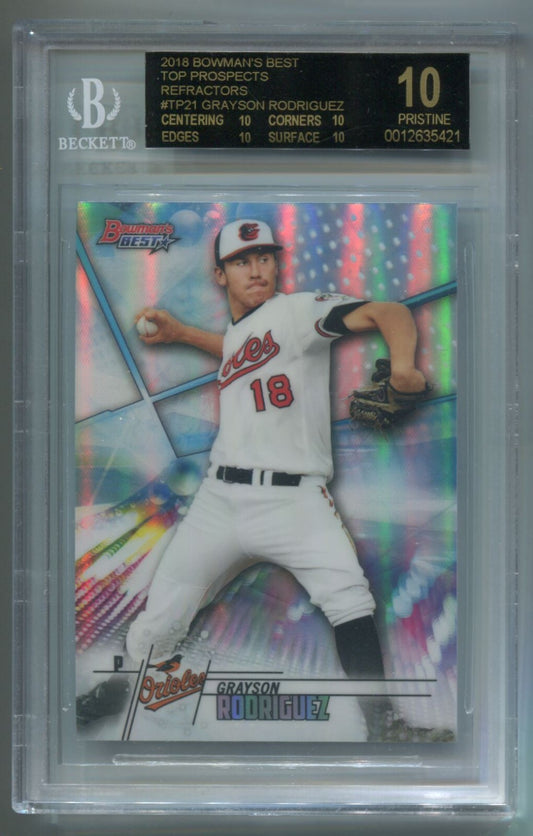 MLB 2018 Bowman's Best Top Prospects #TP-21 Grayson Rodriguez (RC) BGS 10 Black