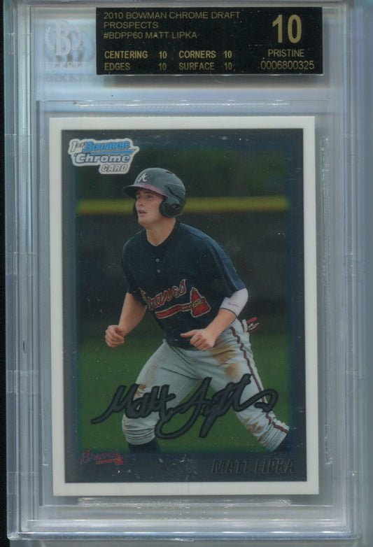 MLB 2010 Bowman Chrome Draft Picks #BDPP60 Matt Lipka (RC) BGS 10 Black Label