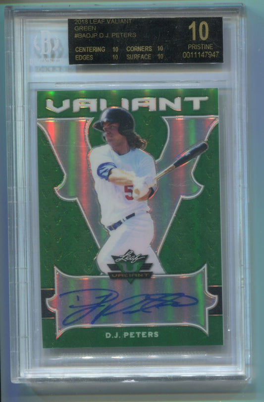 MLB 2018 Leaf Valiant Green D.J. Peters /99 #BA-DJP (AU) BGS 10 Black Label