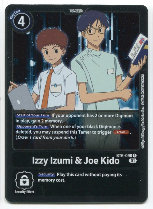 Digimon Card Game Izzy Izumi & Joe Kido #BT6-090 R Foil Near Mint