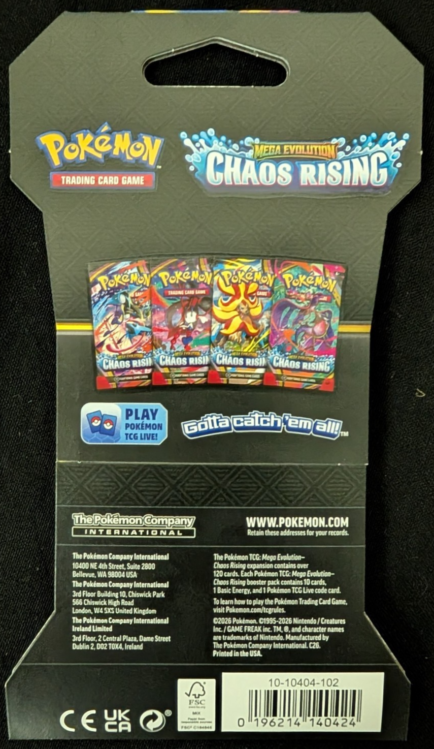 Pokemon TCG Chaos Rising Sleeved Booster Pack Blister NEW SEALED (1 PACK)