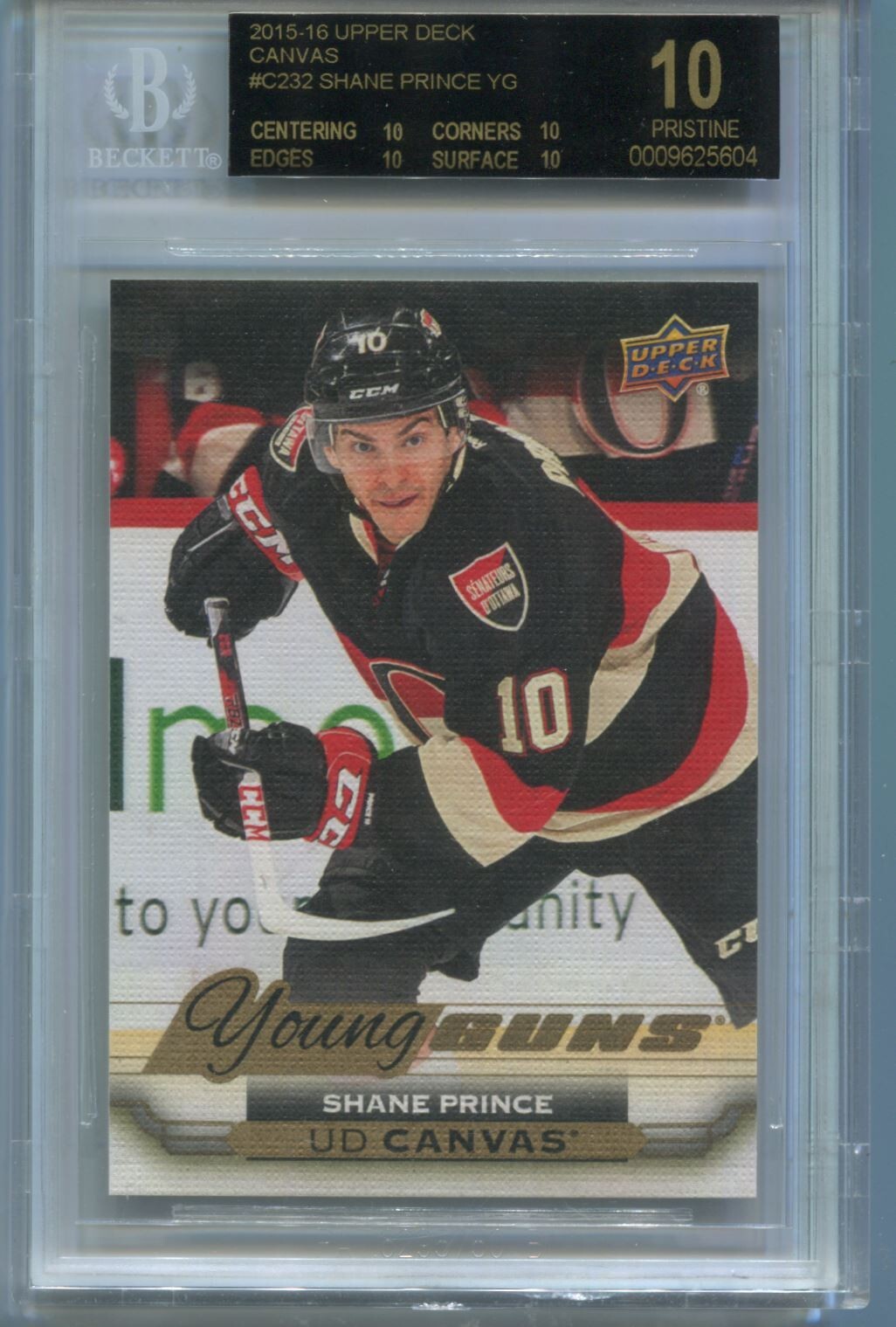 NHL 2015-16 Upper Deck UD Canvas Young Guns #C232 Shane Prince (RC) BGS 10 Black