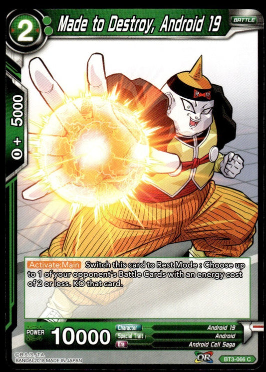 Dragon Ball Super Made To Destroy Android 19 #BT3-066 C Near Mint