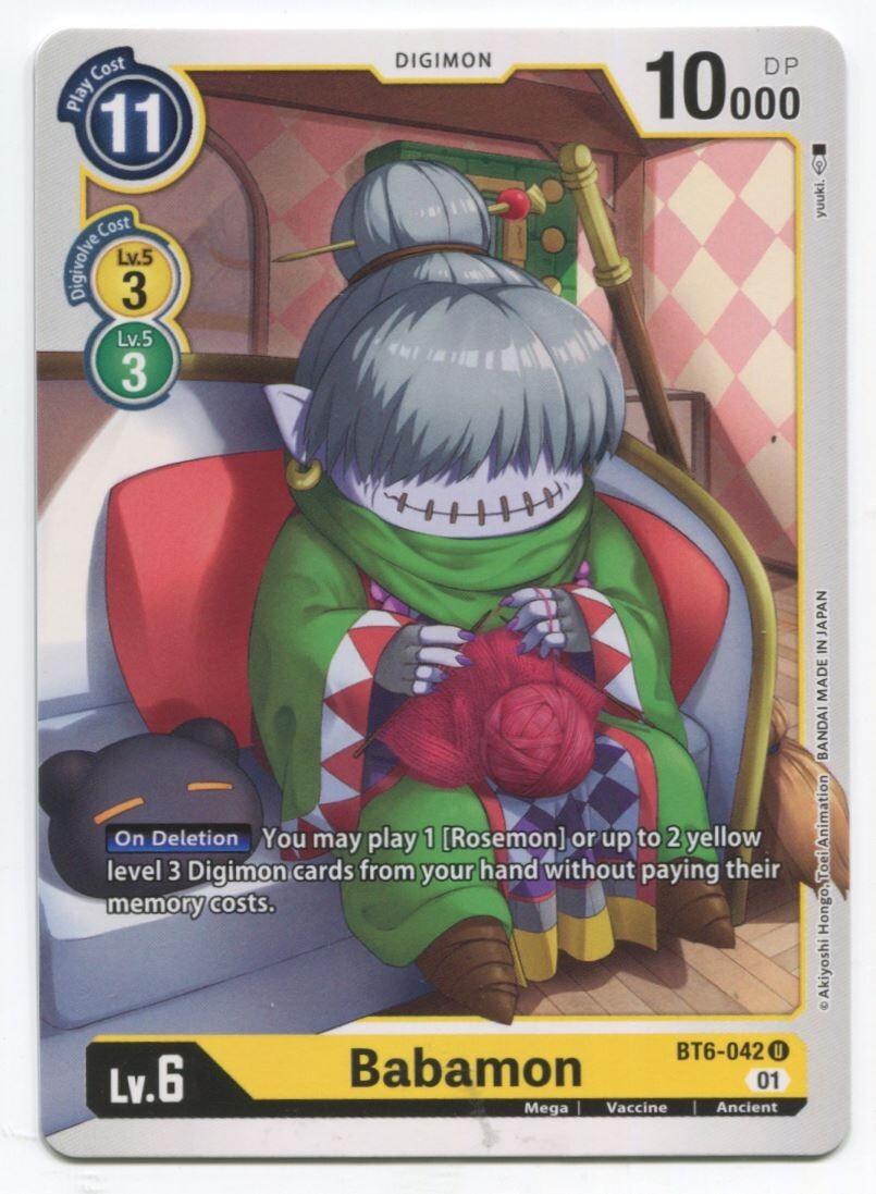 Digimon Card Game Babamon #BT6-042 U Near Mint