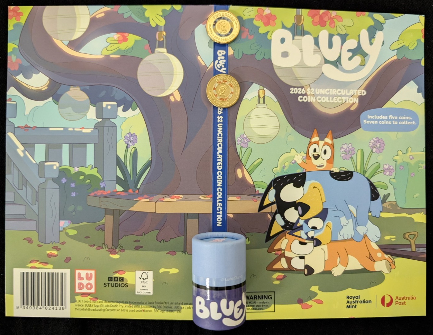 2026 UNC Bluey $2 Coin Collection Folder & Five-Coin Set RAM + 2 Colour Circ.