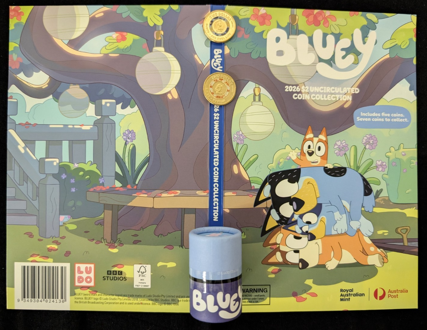 2026 UNC Bluey $2 Coin Collection Folder & Five-Coin Set RAM + 2 Colour Circ.