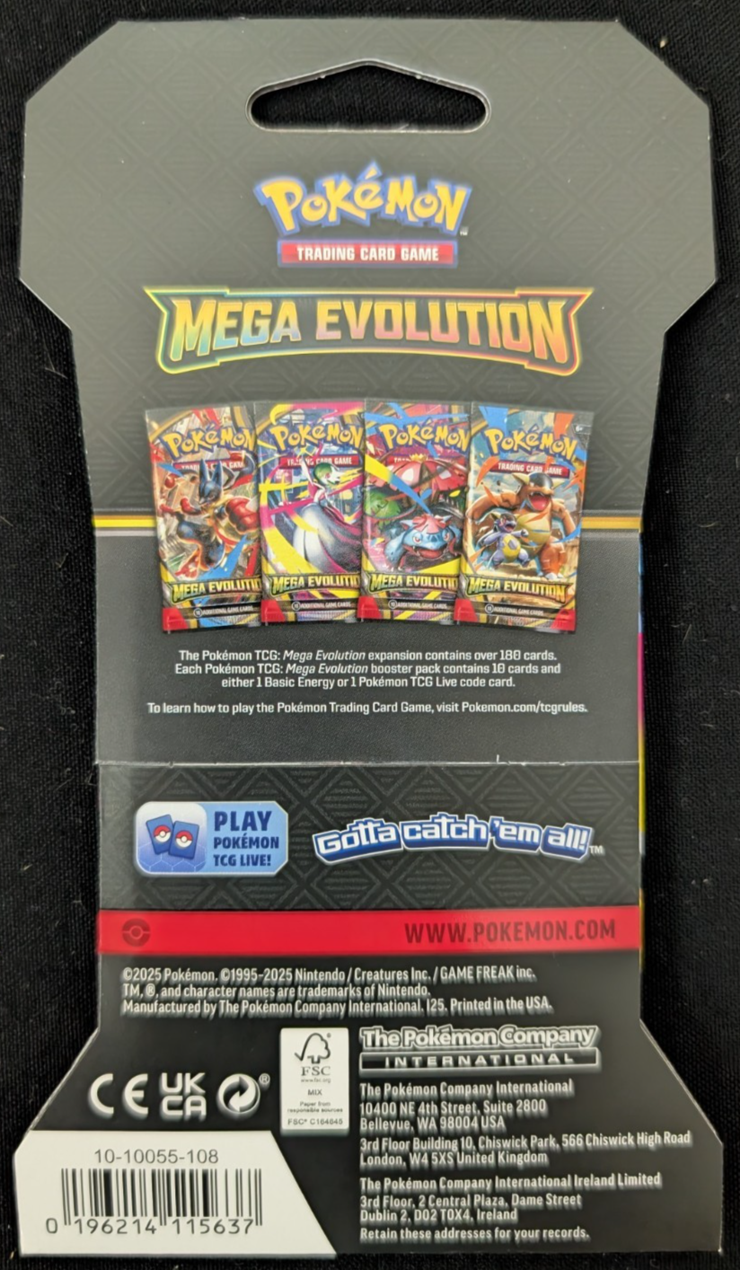 Mega Evolution Sleeved Booster Pack Blister Pokemon TCG NEW SEALED (1 PACK)