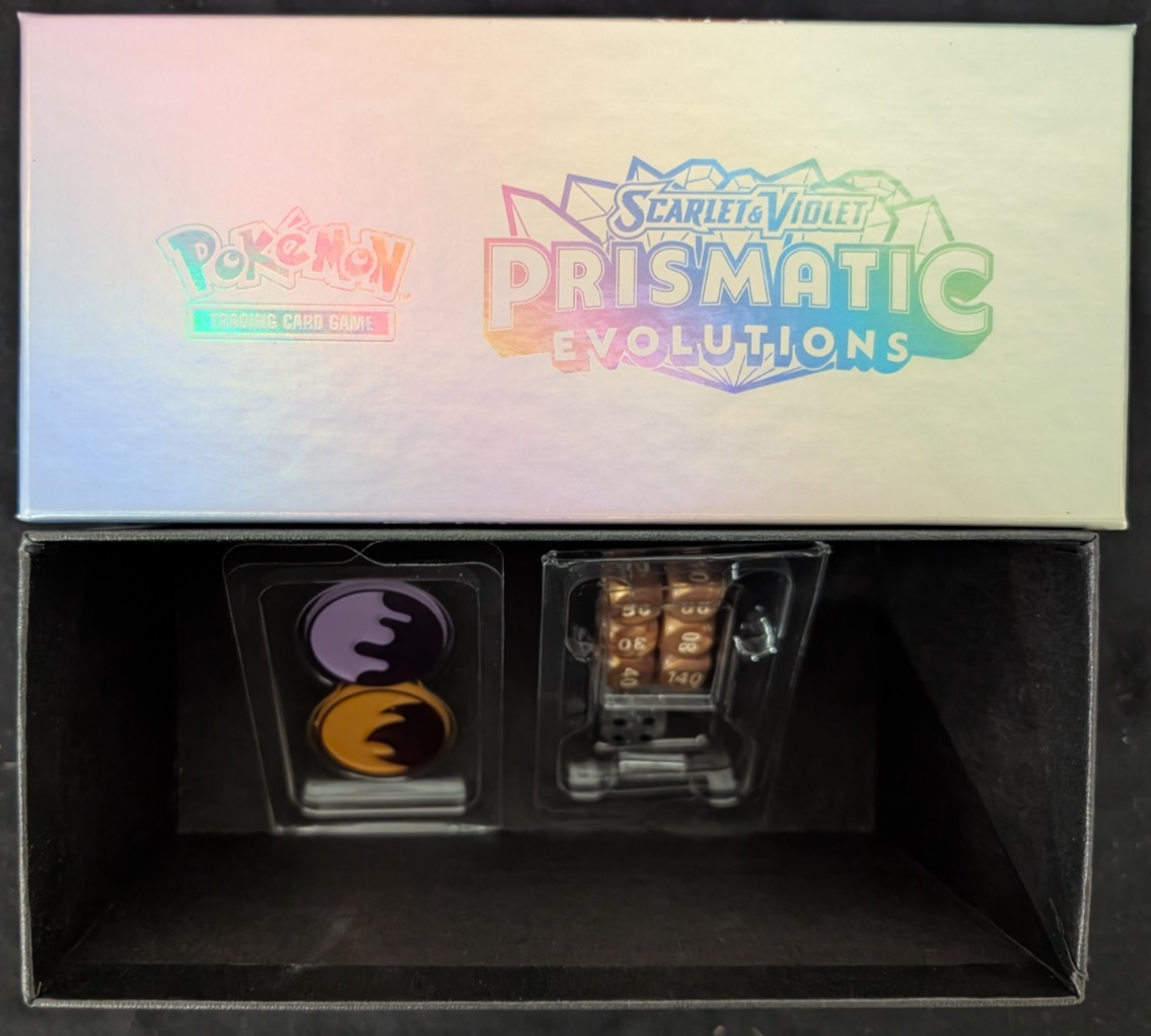 Pokemon TCG OPEN USED ETB Including Dice and Markers Prismatic Evolutions