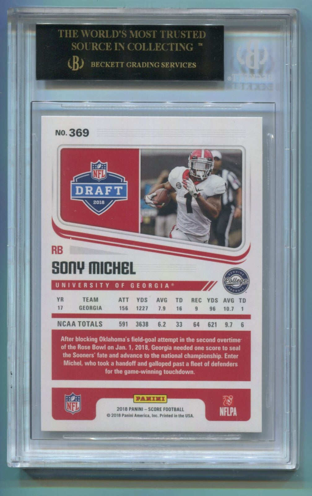 NFL 2018 Score Rookies #369 Sony Michel (RC) BGS 10 Black Label Pristine