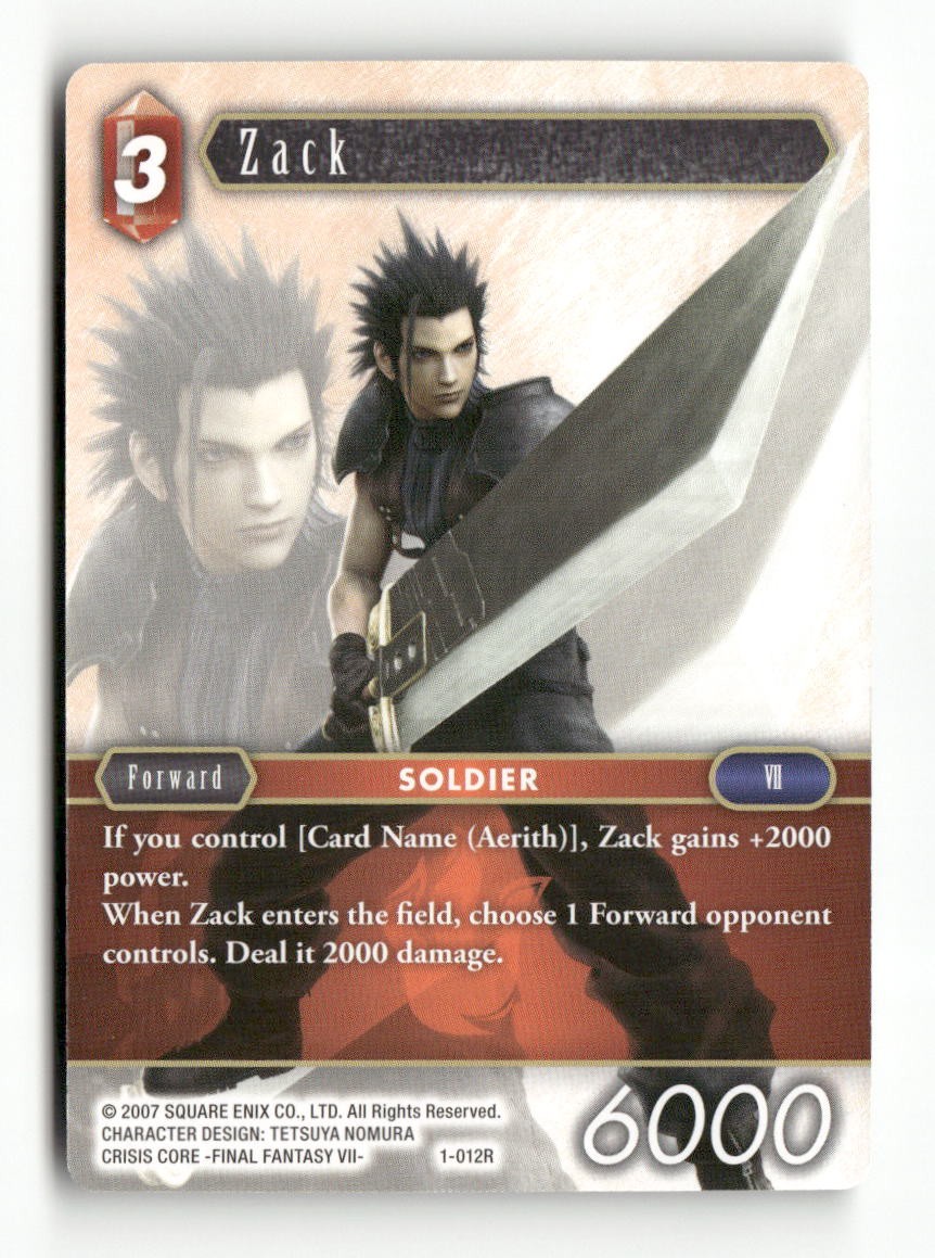 Zack 1-012R Rare Opus I Final Fantasy Near Mint