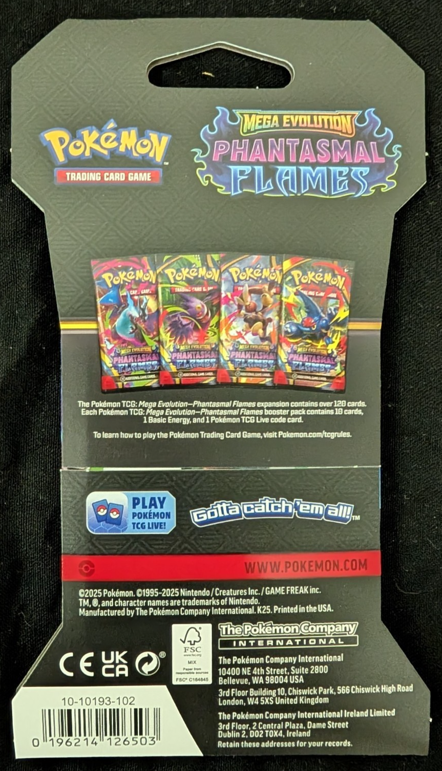 Phantasmal Flames Sleeved Booster Pack Blister Pokemon TCG NEW SEALED (1 PACK)