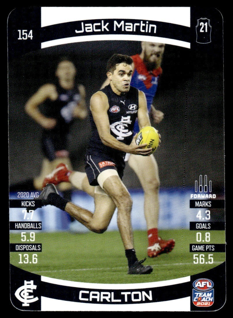 AFL 2021 McDonalds Carlton Jack Martin #154 Near Mint