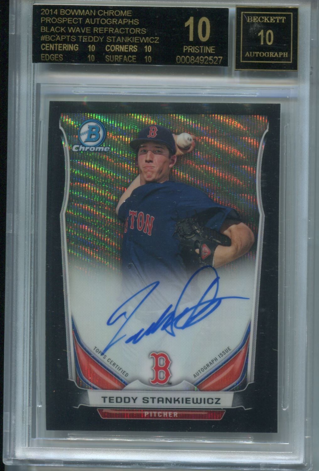 MLB 2014 Bowman Chrome Prospect /50 #BCAP-TS Teddy Stankiewicz (AU, RC) BGS 10