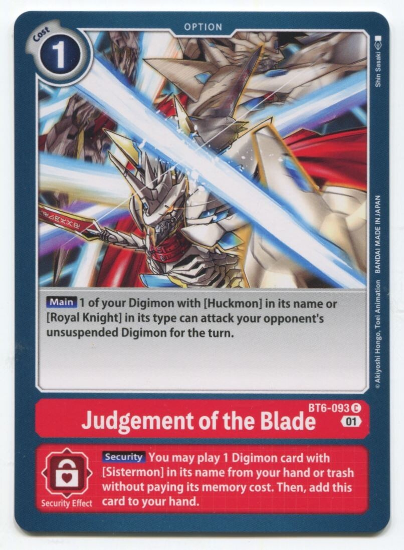 Digimon Card Game Judgement Of The Blade #BT6-093 C Near Mint