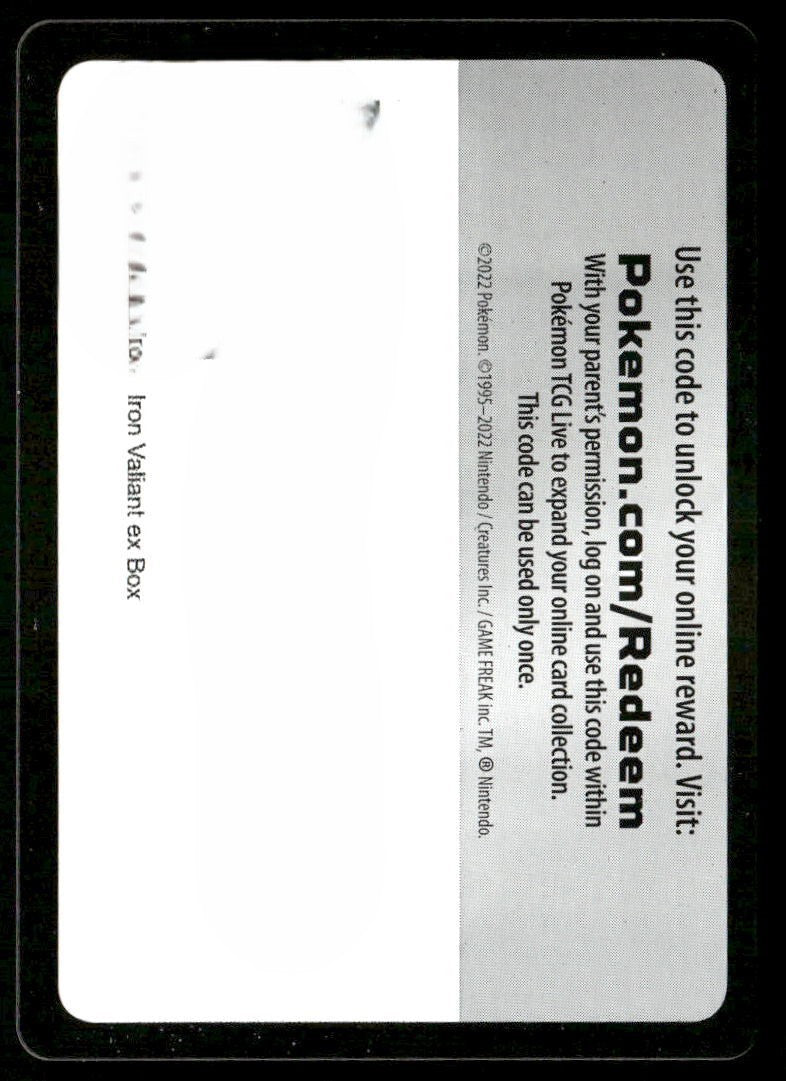 Pokemon TCG Code Card Iron Valiant EX Box