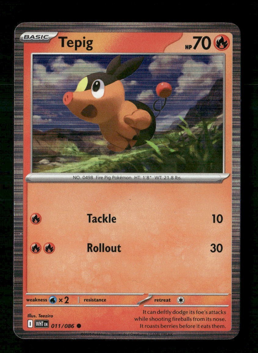 Tepig #011 White Flare Tinsel Holo Poster Collection Exclusive Pokemon TCG