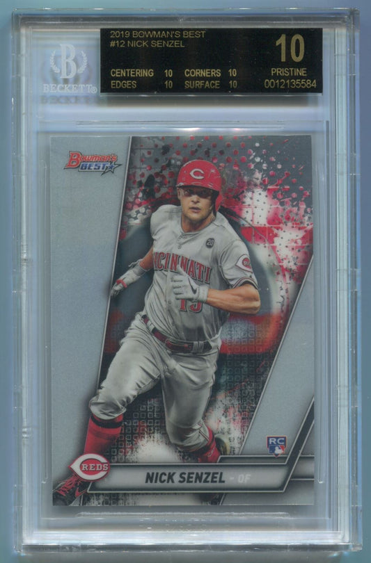 MLB 2019 Bowman's Best #12 Nick Senzel (RC) BGS 10 Black Label Pristine