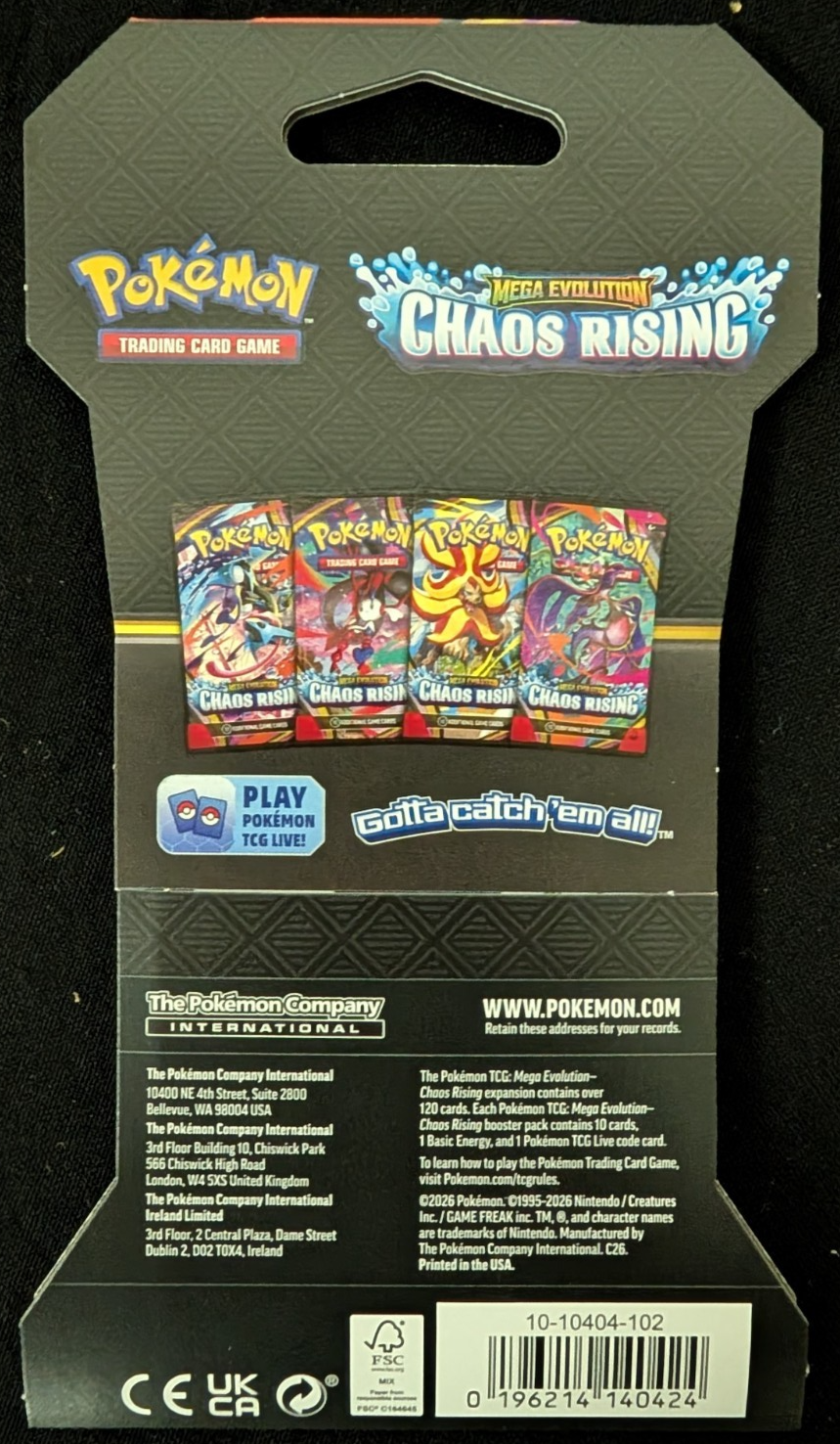 Pokemon TCG Chaos Rising Sleeved Booster Pack Blister NEW SEALED (1 PACK)
