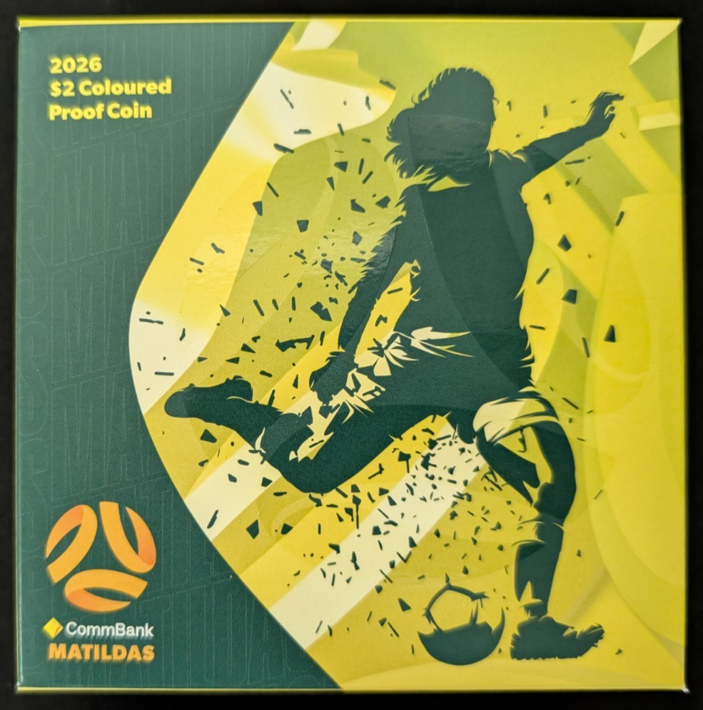 2026 UNC PROOF AIBr Coloured Matildas $2 Collector Coin With Case Inc. COA RAM