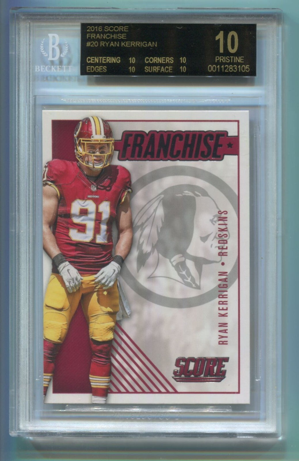 NFL 2016 Score Franchise Redskins #20 Ryan Kerrigan BGS 10 Black Label Pristine