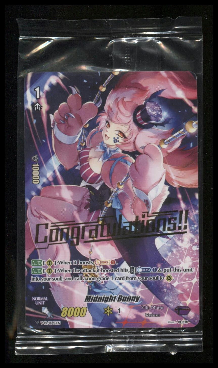 Cardfight Vanguard Midnight Bunny Hot Stamped #V-PR/0040EN PR SEALED