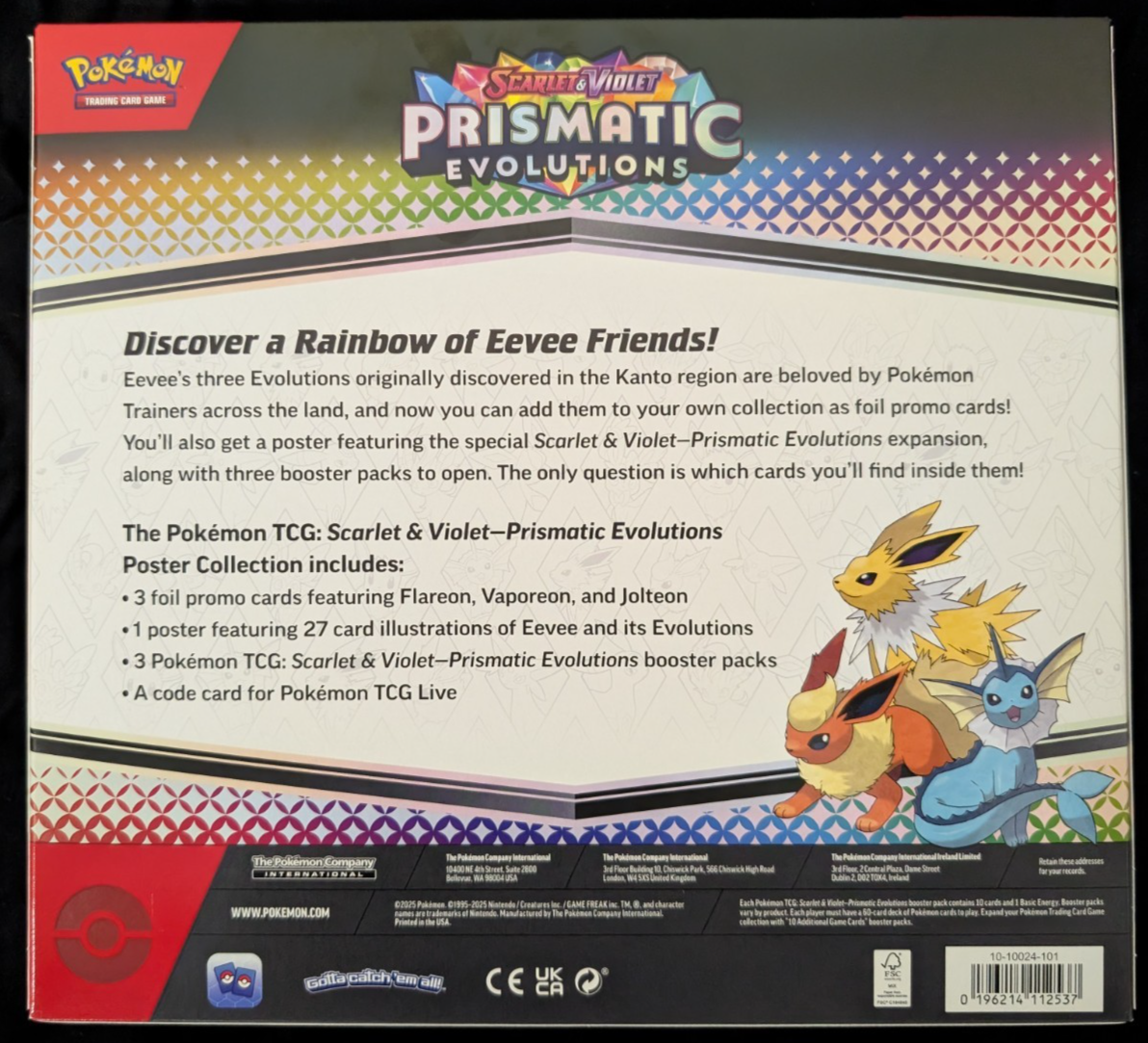 Pokemon SEALED UNOPENED Prismatic Evolutions Poster Collection Box