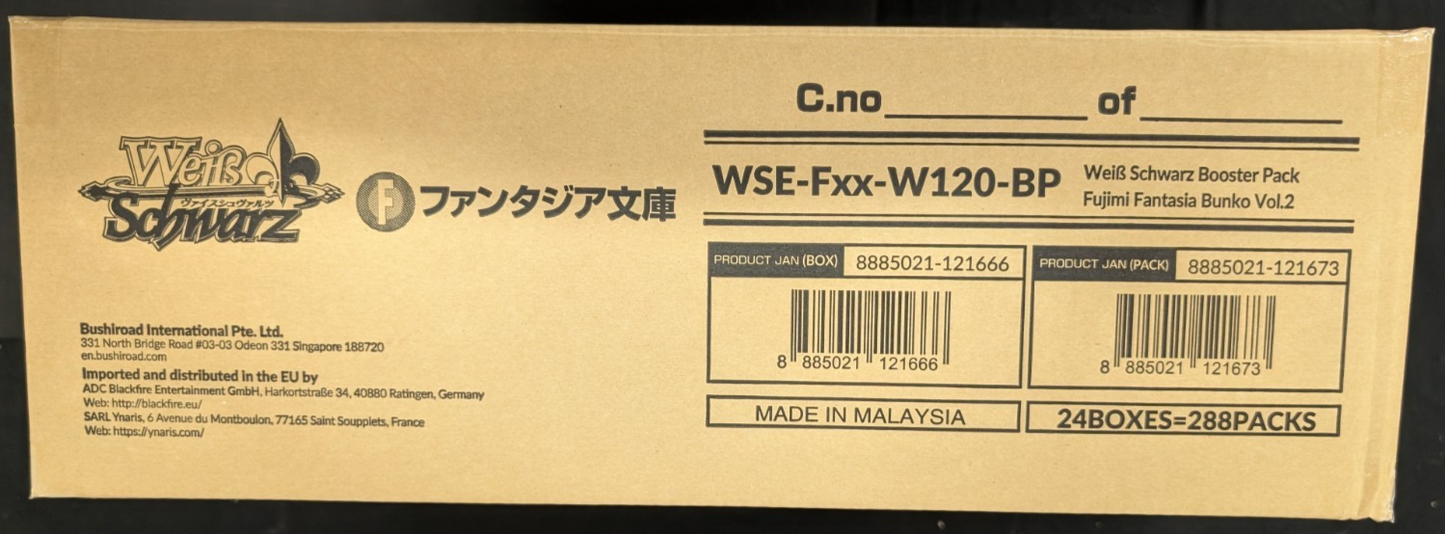 Fujimi Fantasia Bunko Vol 2 1st Edition Booster Box Weiss Schwarz English TCG